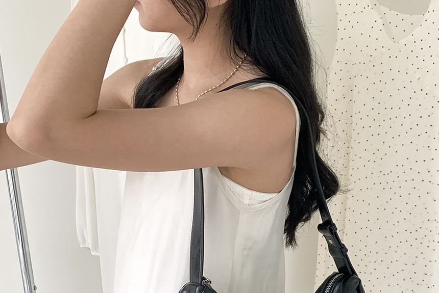 Plain Drawstring Faux Leather Bag Shoulder