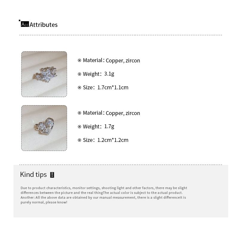 Cuff Heart Rhinestone / Ear Star