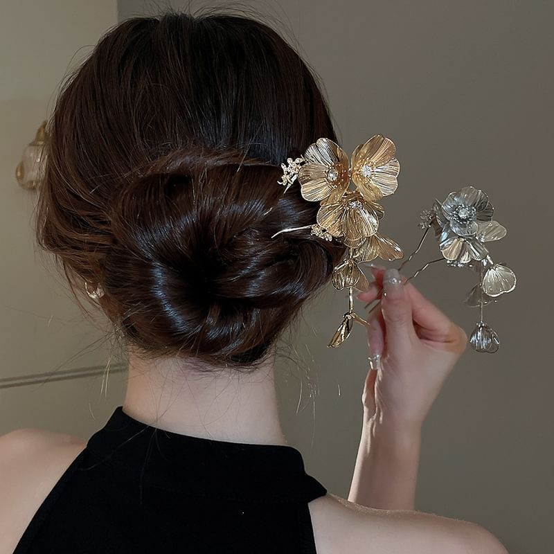 Rhinestone Stick Hair Floral