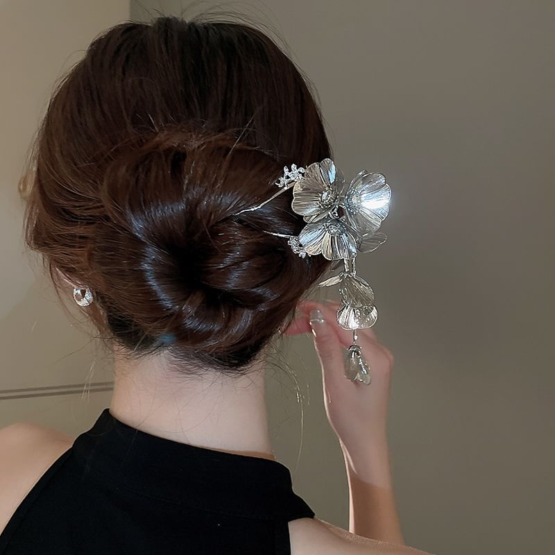 Rhinestone Stick Hair Floral
