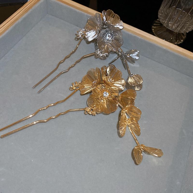 Rhinestone Stick Hair Floral