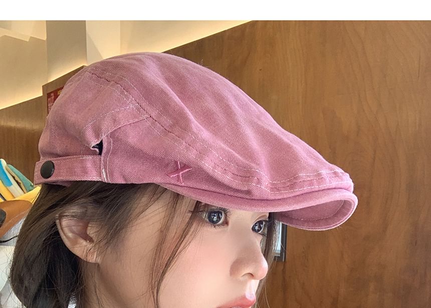 Pink Cotton Flat Cap