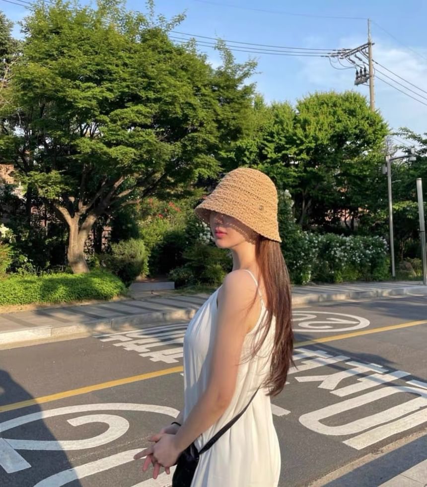 Textured Bucket Hat Wide Brim