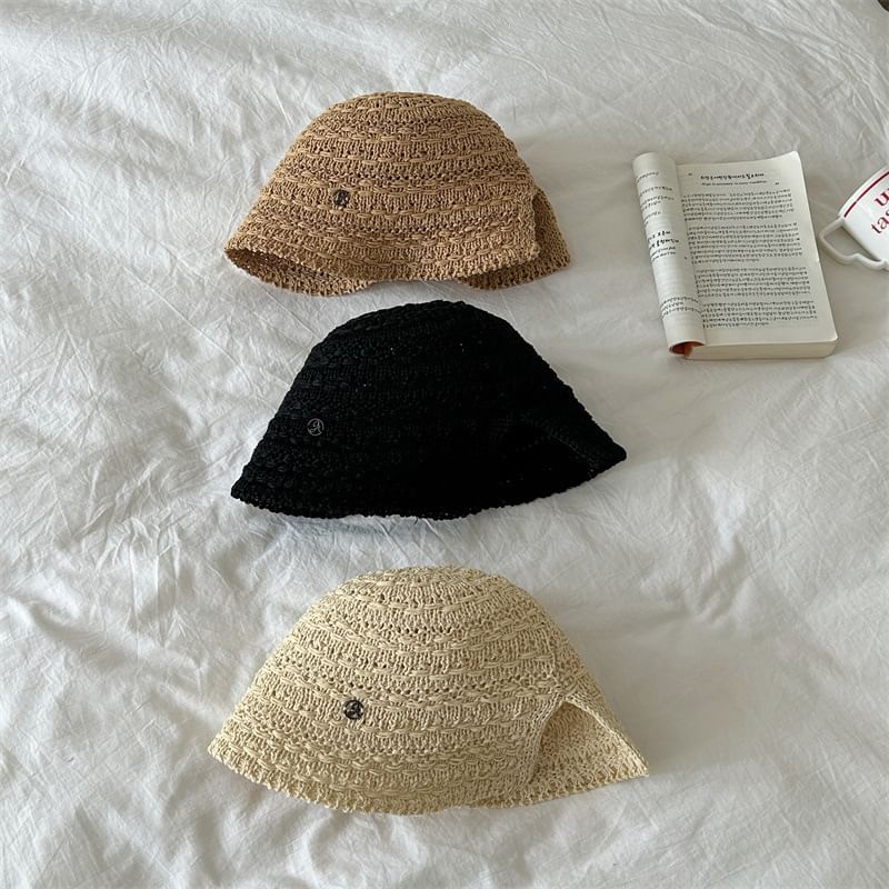 Textured Bucket Hat Wide Brim