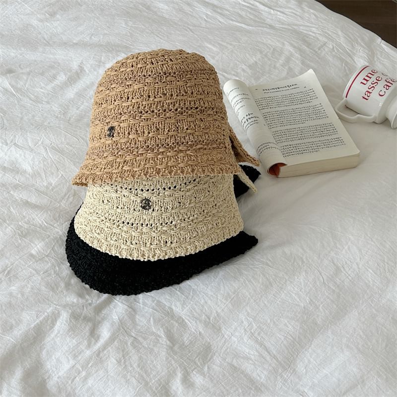 Textured Bucket Hat Wide Brim