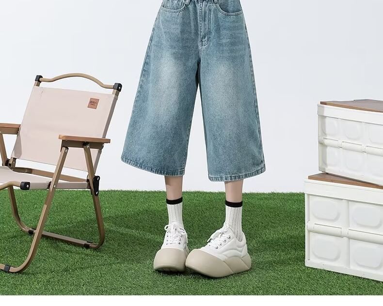 Low Rise Washed Denim Jorts