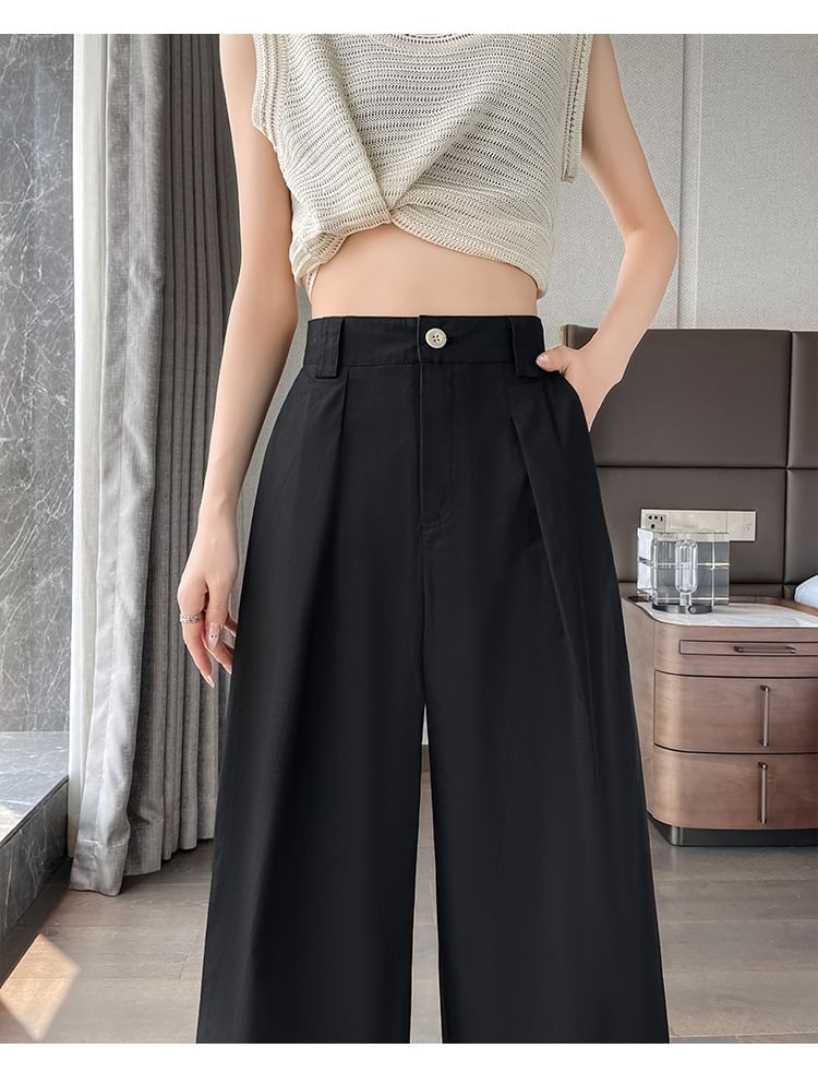 High Waist Pleated Loose Cutting Wide Leg Pants Egirldoll