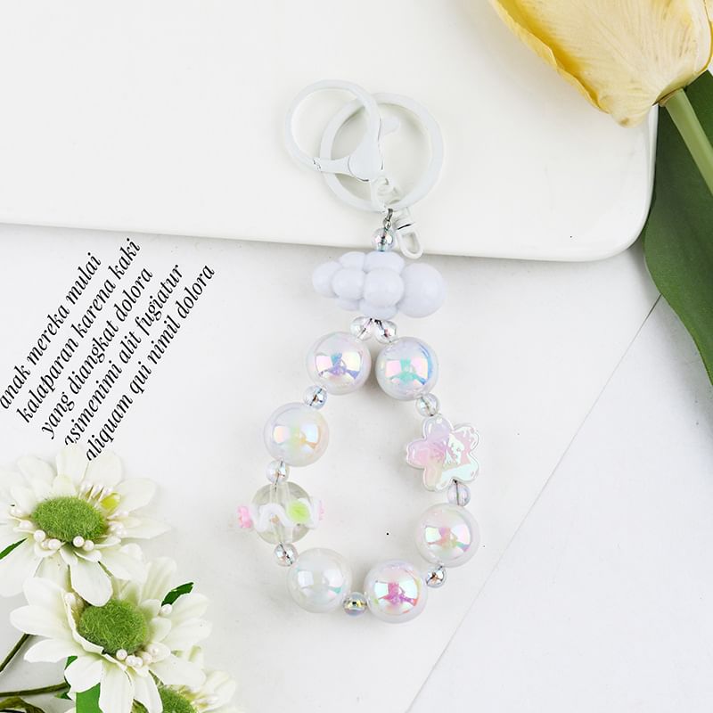 Floral Faux Pearl Keyring