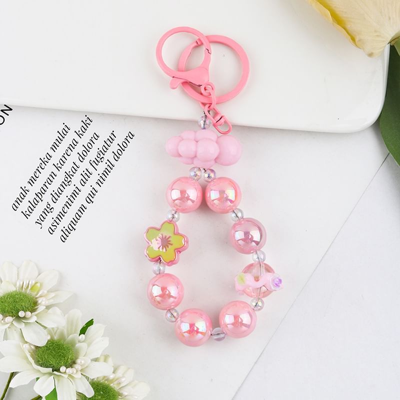 Floral Faux Pearl Keyring