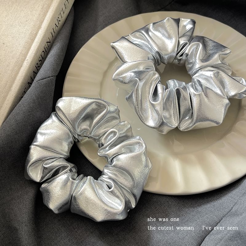 Metallic Patent Scrunchie