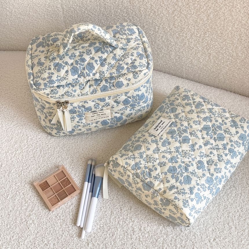 Floral Fabric Pouch / Makeup Bag / Clutch