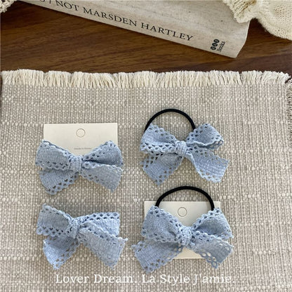 Perforated Plain Bow Hair Clip / Hair Tie