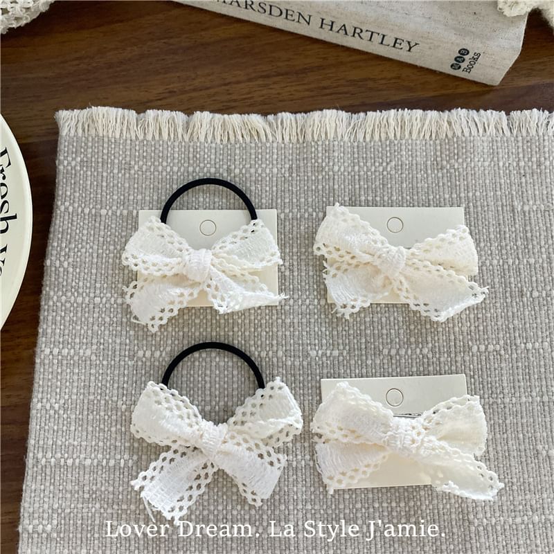 Perforated Plain Bow Hair Clip / Hair Tie