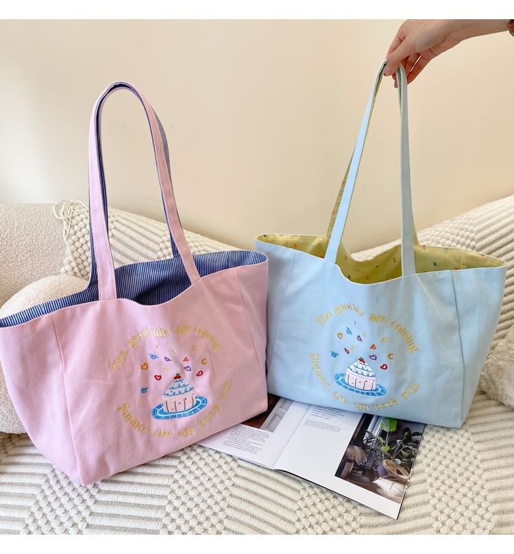 Embroidered Canvas Tote Bag