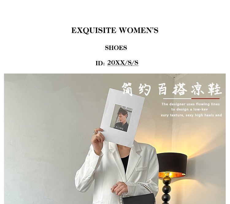 Loop Sandals Slingback Plain Metal Accent Heel Chunky Toe