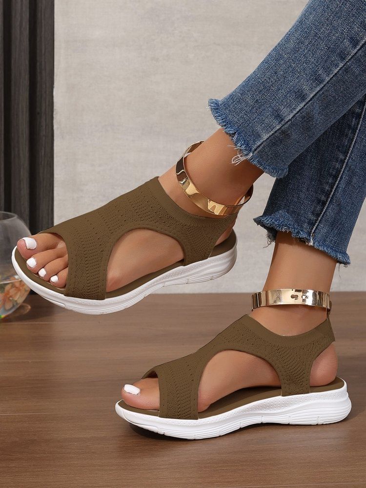 Plain Knit Platform Sandals