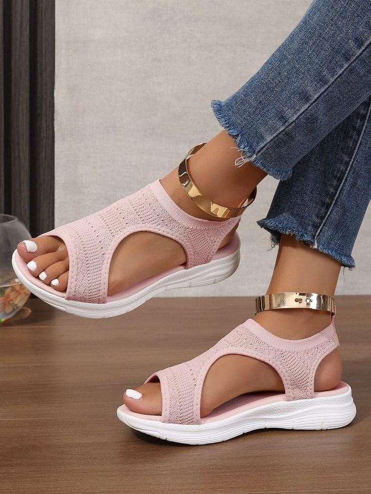 Plain Knit Platform Sandals