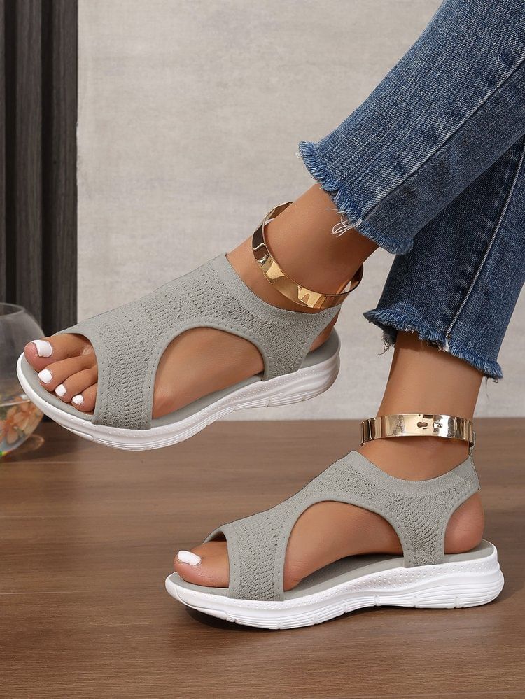 Plain Knit Platform Sandals