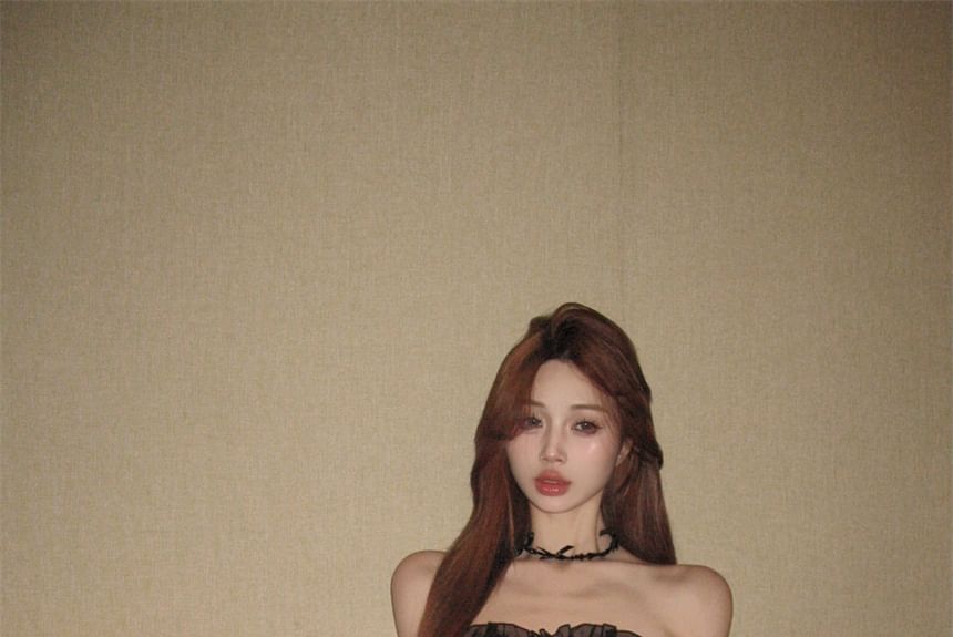 A-Line Ruffle Bow Dress Mini Tube