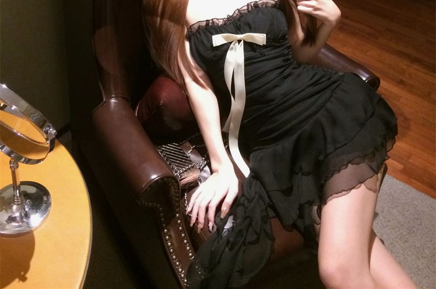 A-Line Ruffle Bow Dress Mini Tube