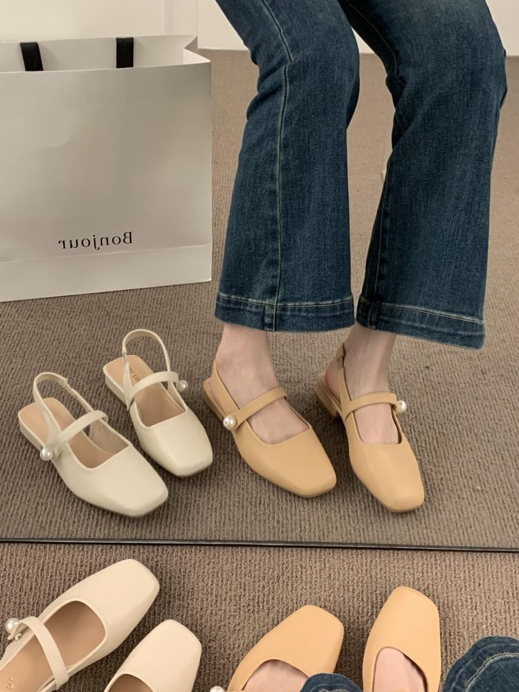 Jane Toe Mary Slingback Shoes Square