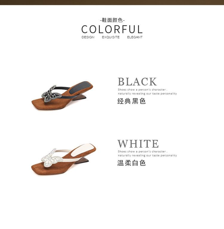 Sandals Wedge Thong Butterfly