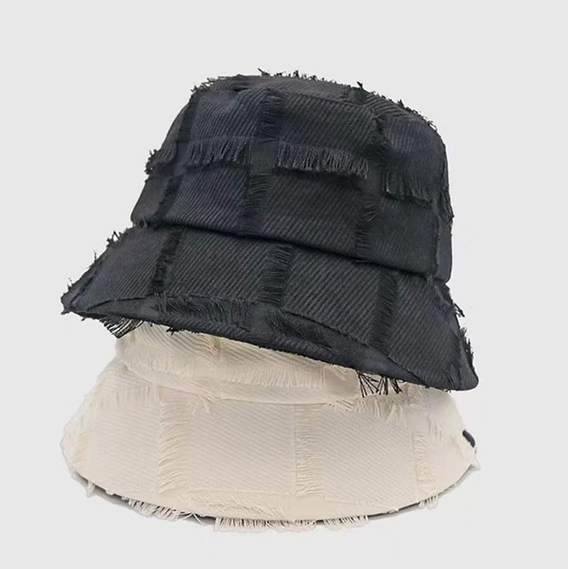 Hat Distressed Edge Frayed Bucket