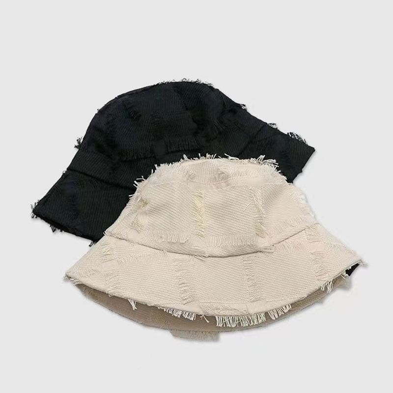 Hat Distressed Edge Frayed Bucket