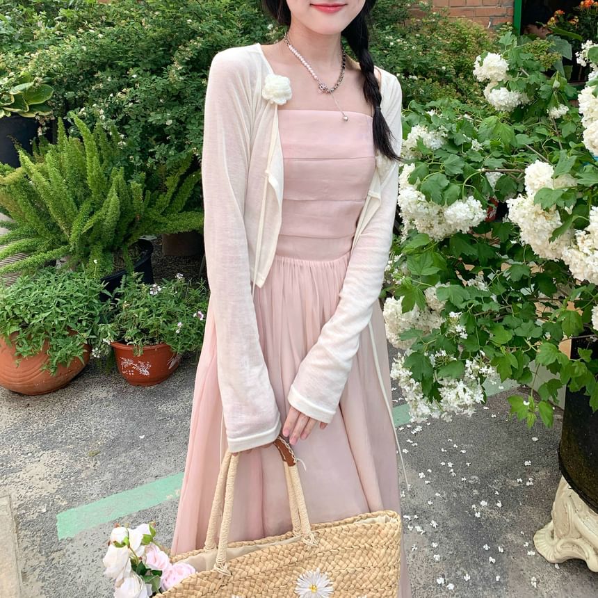 A-Line Plain Maxi Dress Neck Square Spaghetti Strap