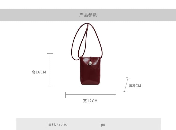 Leather Plain Bag Faux Crossbody