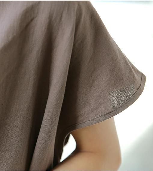 Short-Sleeve Solid Shirt Maxi Dress