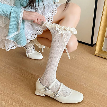 Bow Ruffle Trim Socks / Set