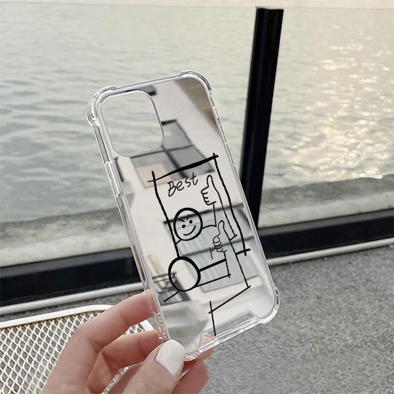 Cartoon Mirrored Phone Case - iPhone 15 Pro Max / 15 Pro / 15 Plus / 15 / 14 Pro Max / 14 Pro / 14 Plus / 14 / 13 Pro Max / 13 Pro / 13 / 13 mini / 12 Pro Max / 12 Pro / 12 / 12 mini / 11 Pro Max / 11 Pro / 11