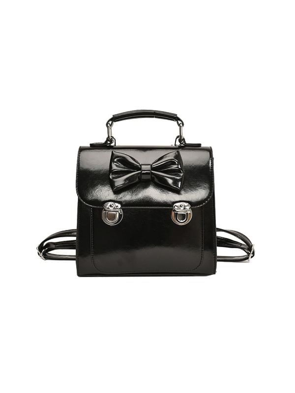 Backpack Bow Faux Flap Leather