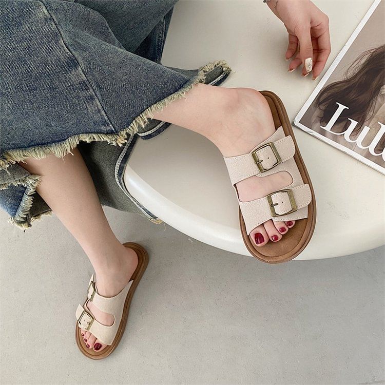 Buckled Slide Sandals