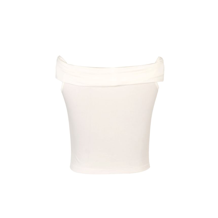 Ruched Off-Shoulder Accent Plain Short-Sleeve Slim Top Crop Floral Fit