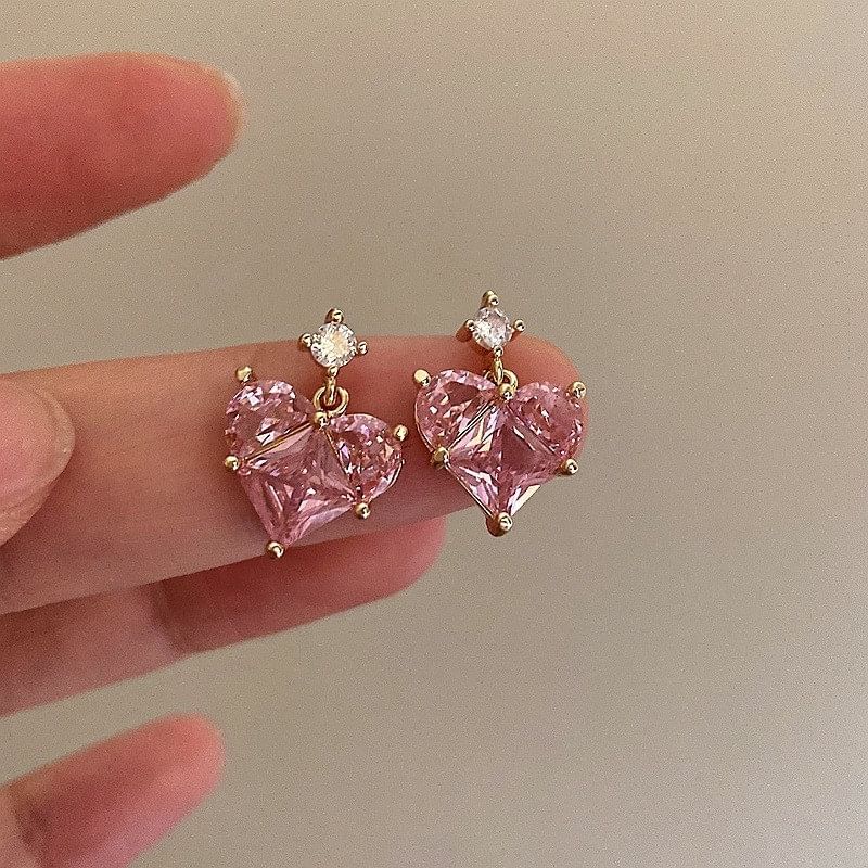 Heart Rhinestone Drop Earring