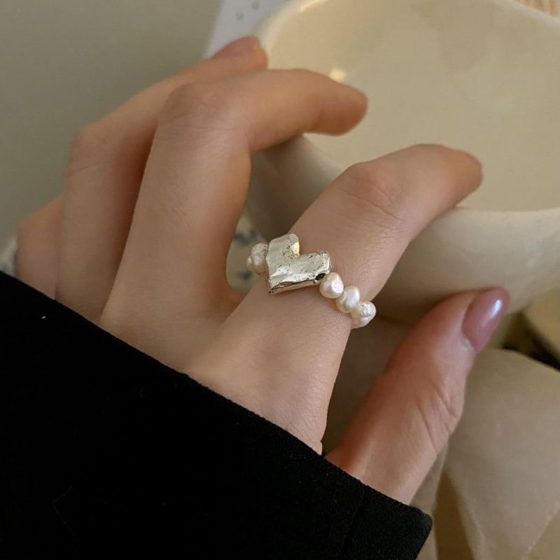 Heart Faux Pearl Ring