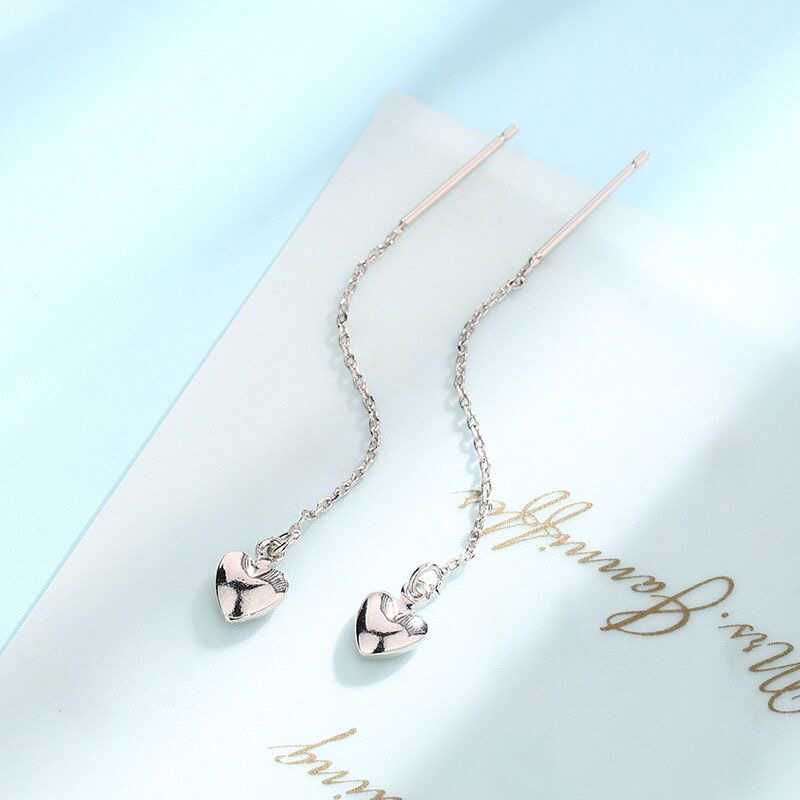 Heart Rhinestone Alloy Threader Earring