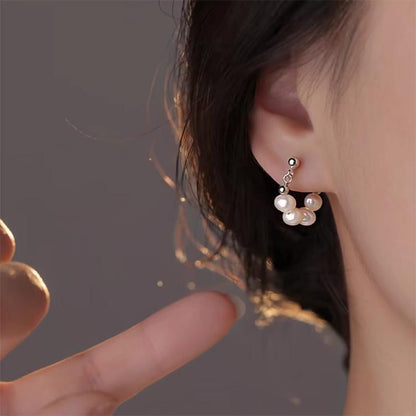 Faux Pearl Alloy Hoop Earring