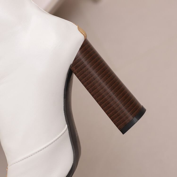 Pointed Boots Toe Heel Short Chunky