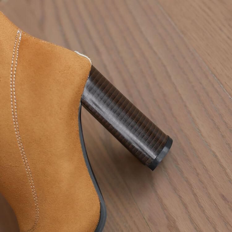 Boots Chunky Pointed Denim Heel Toe Short