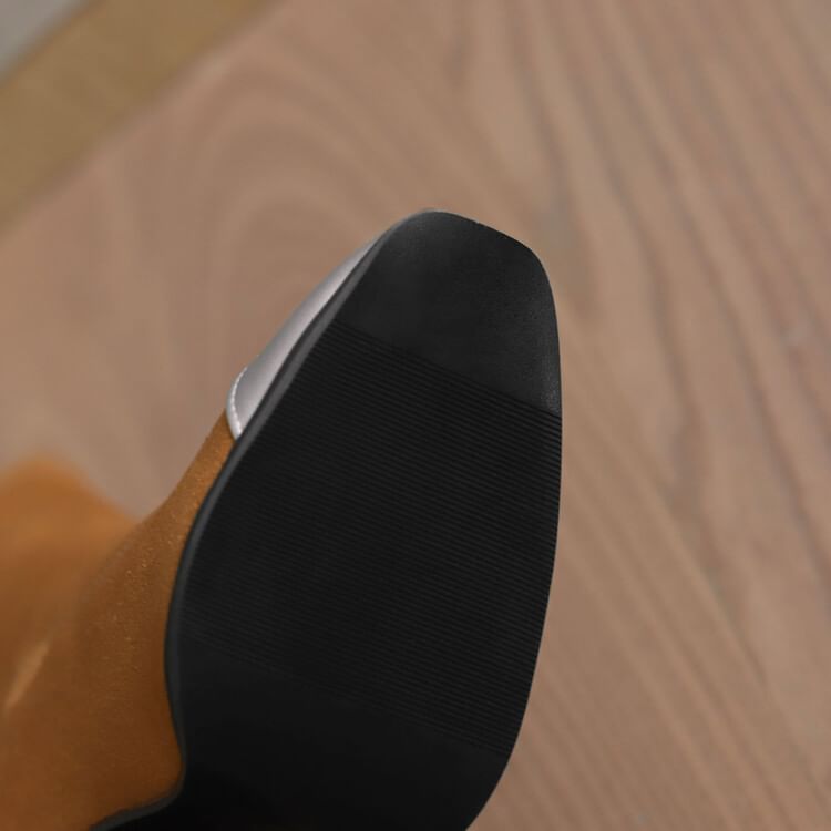 Boots Chunky Pointed Denim Heel Toe Short