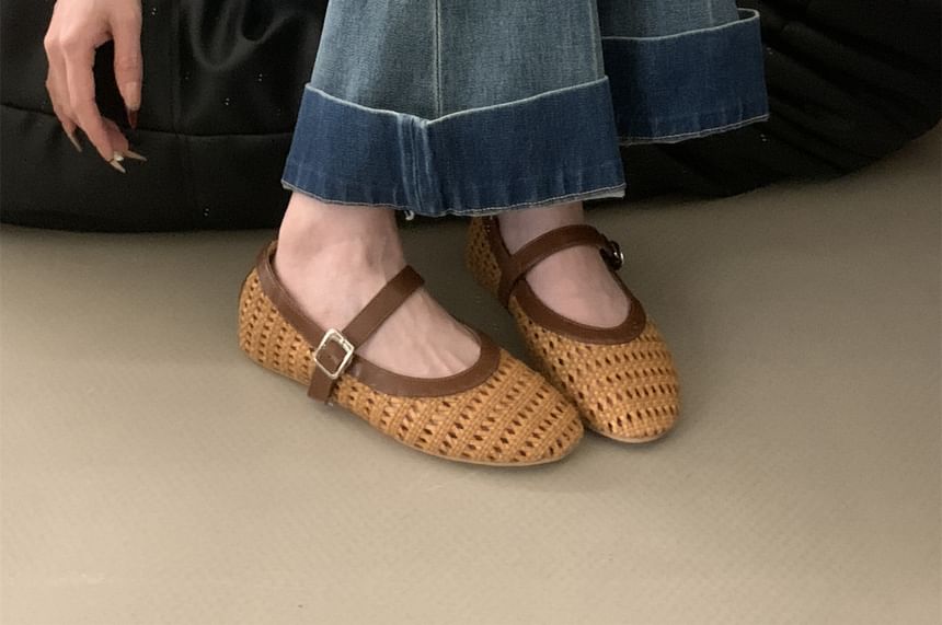 Two Tone Woven Mary Jane Shoes