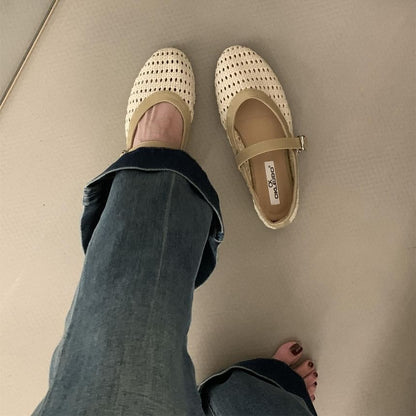 Two Tone Woven Mary Jane Shoes