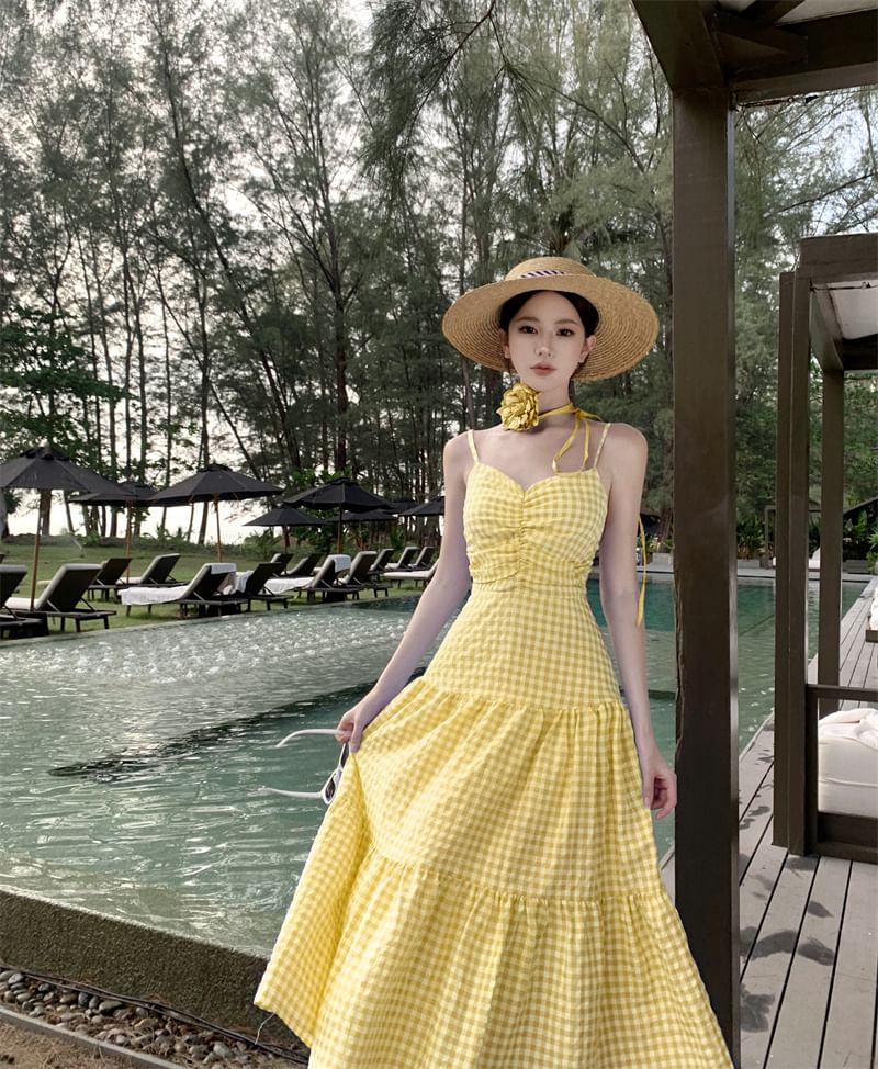 Spaghetti Strap Solid Mermaid Maxi Dress