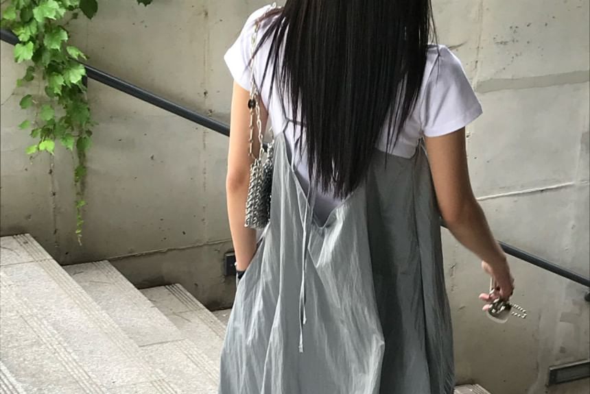 Zip Front Maxi Dungaree Dress with Pockets