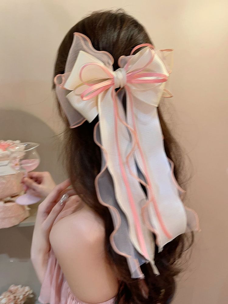 Organza Bow Hair Clip With Long Ribbons