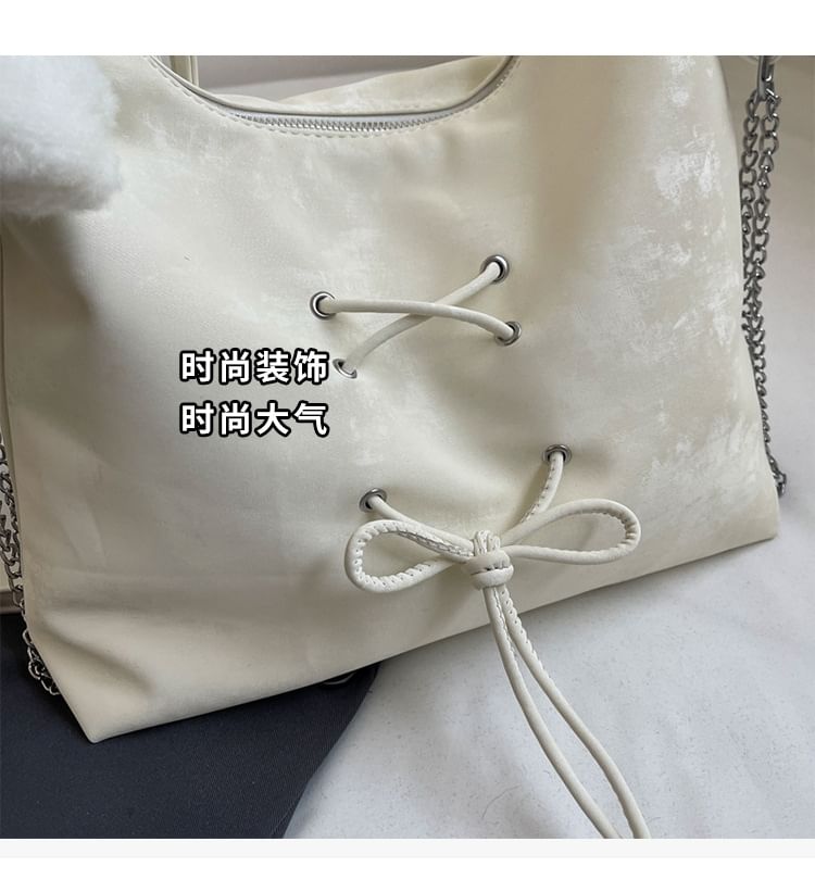 Lace Up Chain Tote Bag