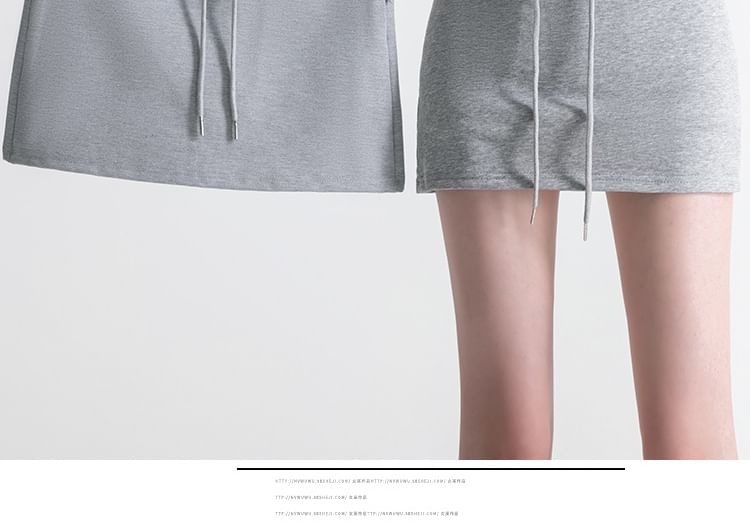 Plain Drawstring Mini Waist Pencil Skirt